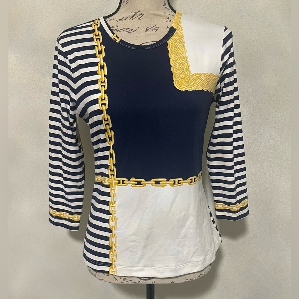J. McLaughlin multicolored raglan top EUC